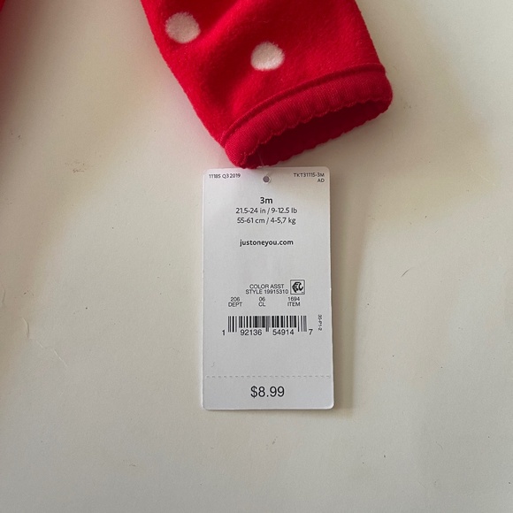 NWT 2 pieces Carter's Just One You red reindeer sleeper pajamas and Bib - Picture 6 of 9